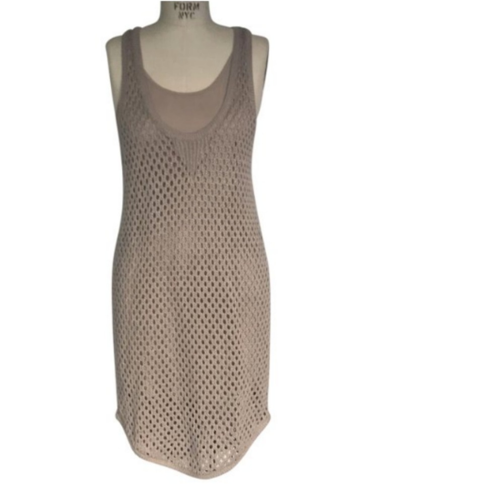 Club Monaco Taupe Crochet Short Casual Dress